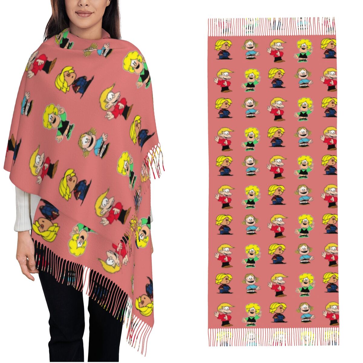 Pashmina Wrap Large - Sciarpa da donna con nappe Mafaldas