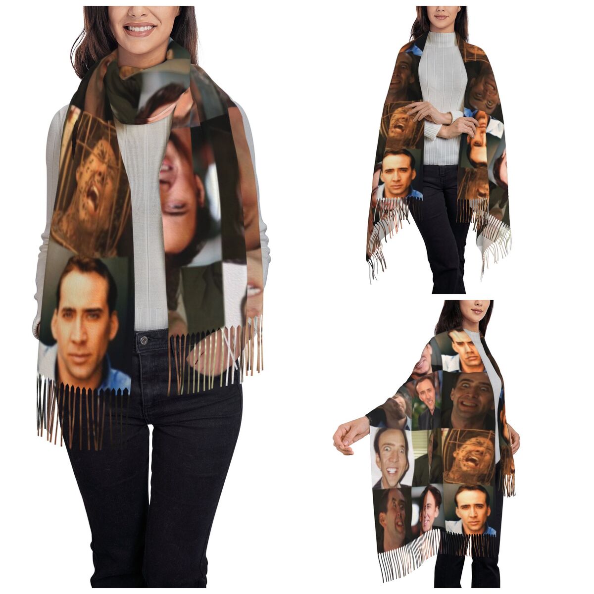 Nicolas Cage Divertente Faccia - Pashmina Wrap Large recensione e prezzo